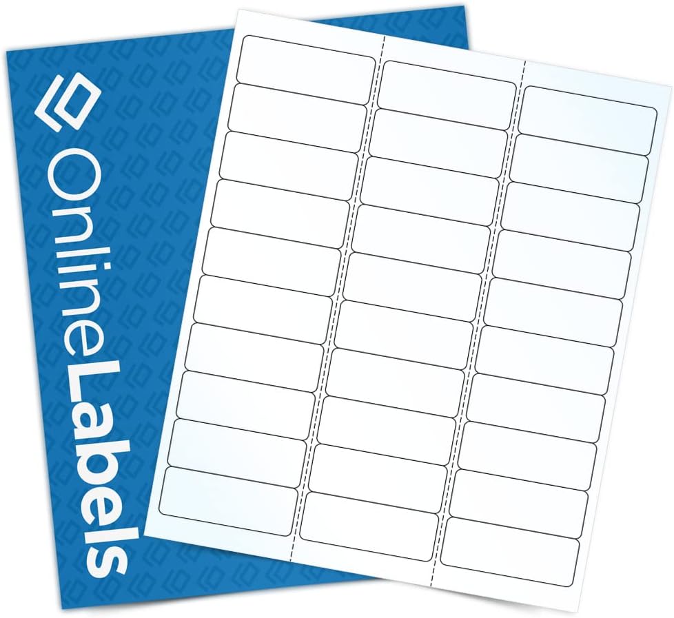 2.625" x 1" Waterproof Clear Gloss Address Labels - Pack of 30,000 Transparent Labels, 1,000 Sheets - Compatible with Laser Printers, OL875CL, OnlineLabels