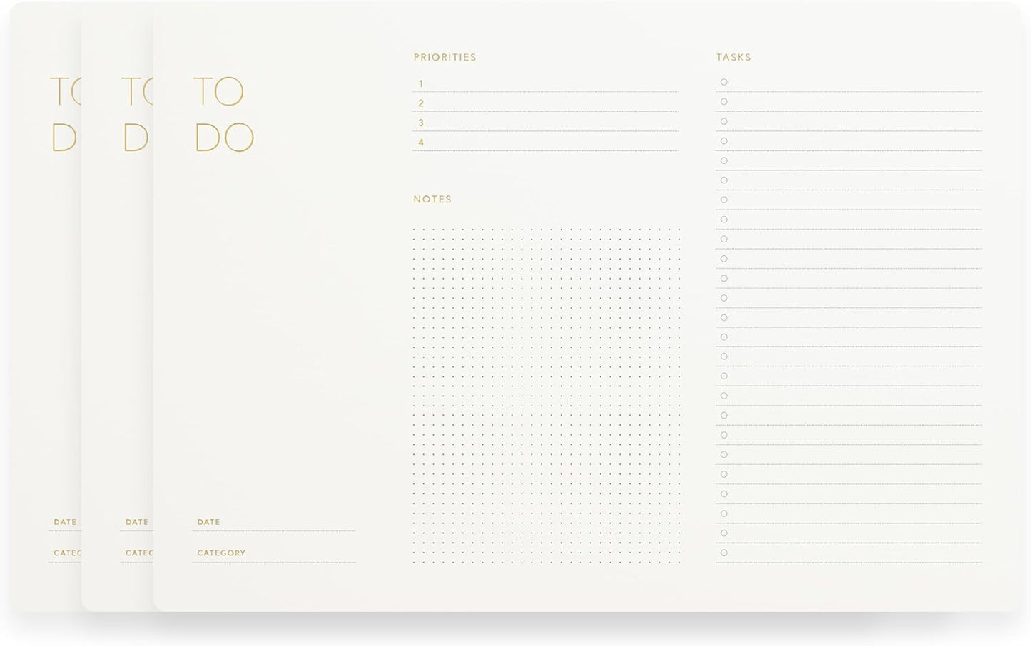 Elegant To Do List Notepad with Mouse Pad Feature, 3 Pack, 11.22" x 7.87", 50 Tear-Off Sheets (50 Each), Gold Foiled, Daily Planning, Eco-friendly To Do List Planner, FSC⢠Certified To Do List Notebook for Work