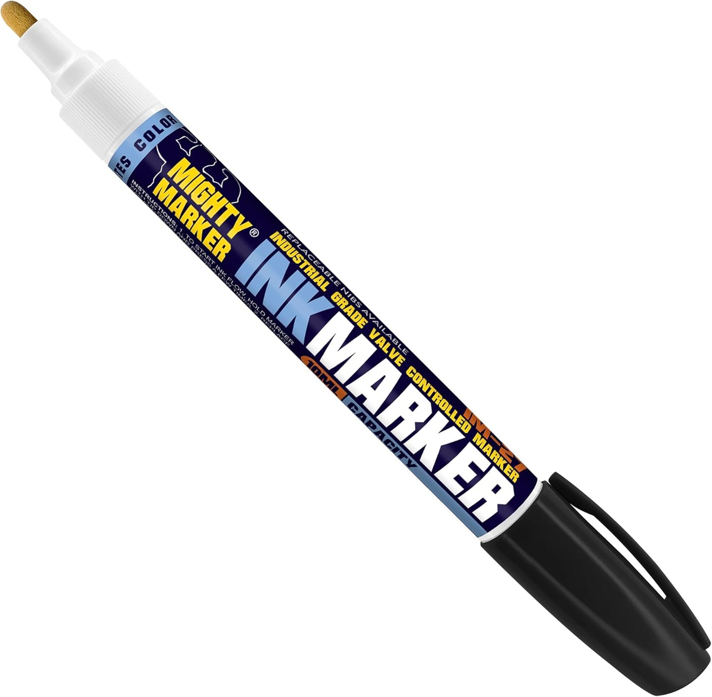 IM-27 Ink Marker, 2.3mm Medium Tip, Alcohol-Based Quick-Dry Permanent Ink, Waterproof, Safe for Most Surfaces, Clip Cap, 6 Bonus Tips, Valve Action, 10ml, 6 Pack (Black)
