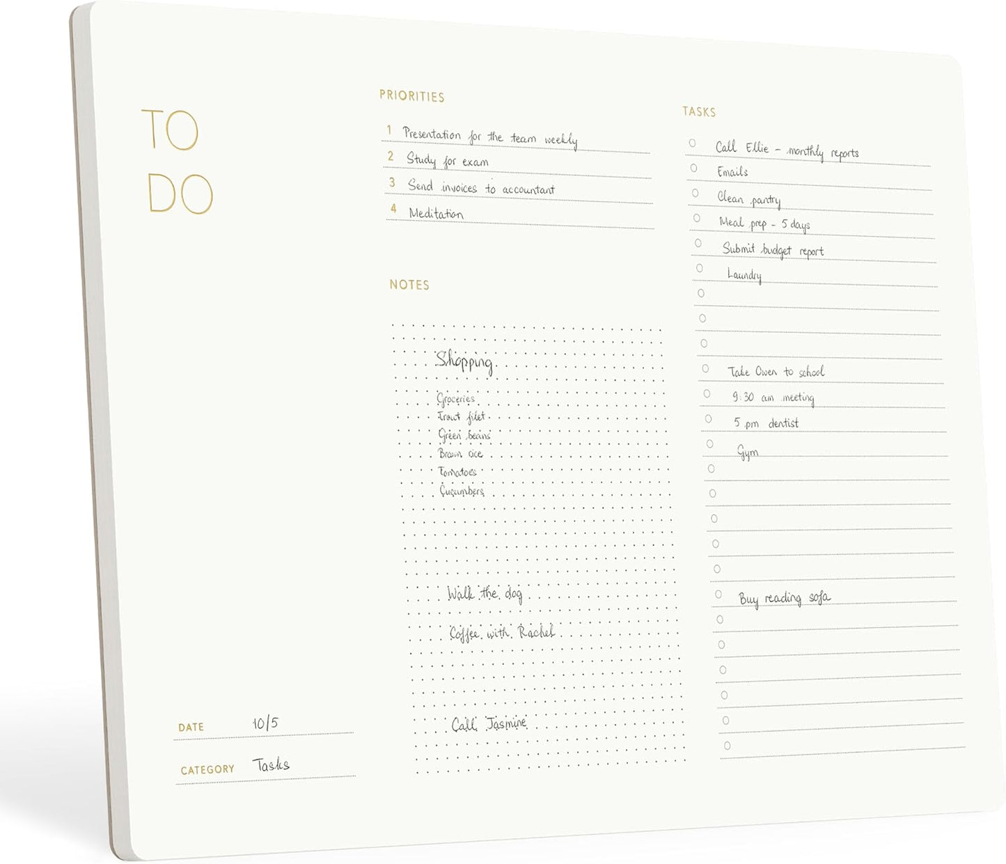 Elegant To Do List Notepad with Mouse Pad Feature, 11.22" x 7.87", 50 Tear-Off Sheets, Gold Foiled, Daily Planning, Eco-friendly To Do List Planner, FSC⢠Certified To Do List Notebook for Work