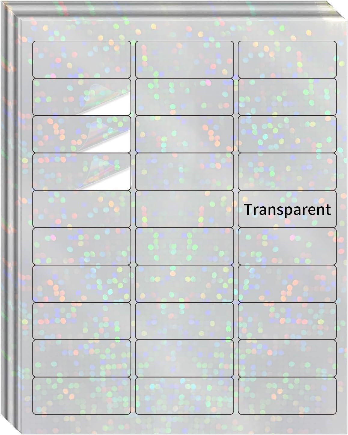 STARLIBOO Transparent Stickers Labels -1" x 2-5/8" Clear Address Labels Mailing Stickers for Laser/Inkjet Printer 8.5"Ã11"- 20 Sheet (Clear Holographic Dot)