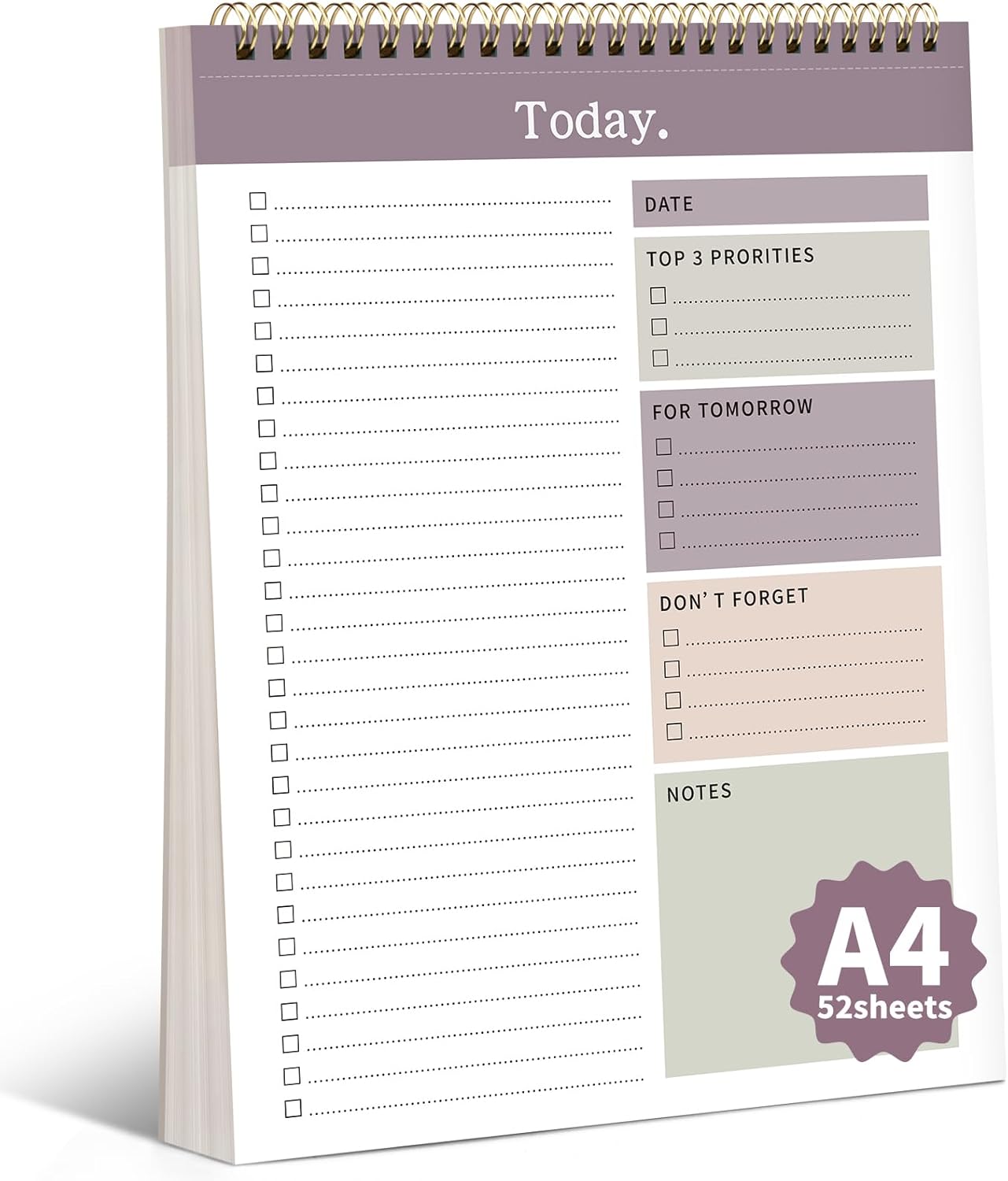 To Do List Notepad, 52 Undated Sheets ï¼8.5"Ã11"ï¼Duplex-printed Daily Planner For Work Home School Office Desk Accessories Supplies & Goal Setting Tasks- Purple