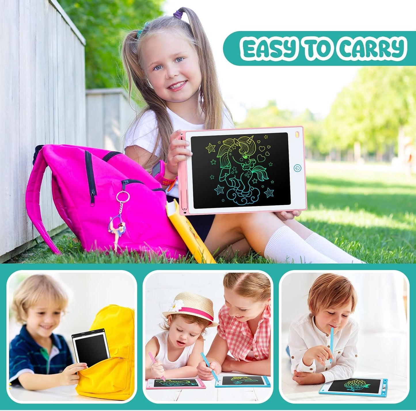 Zhehao 20 Pack LCD Writing Board for Kids, 8.5 Inches Doodle Reusable Screen Drawing Pad Erasable Painting Pads Educational Toy for 3-8 Years(Light Blue, Black, Pink, White)
