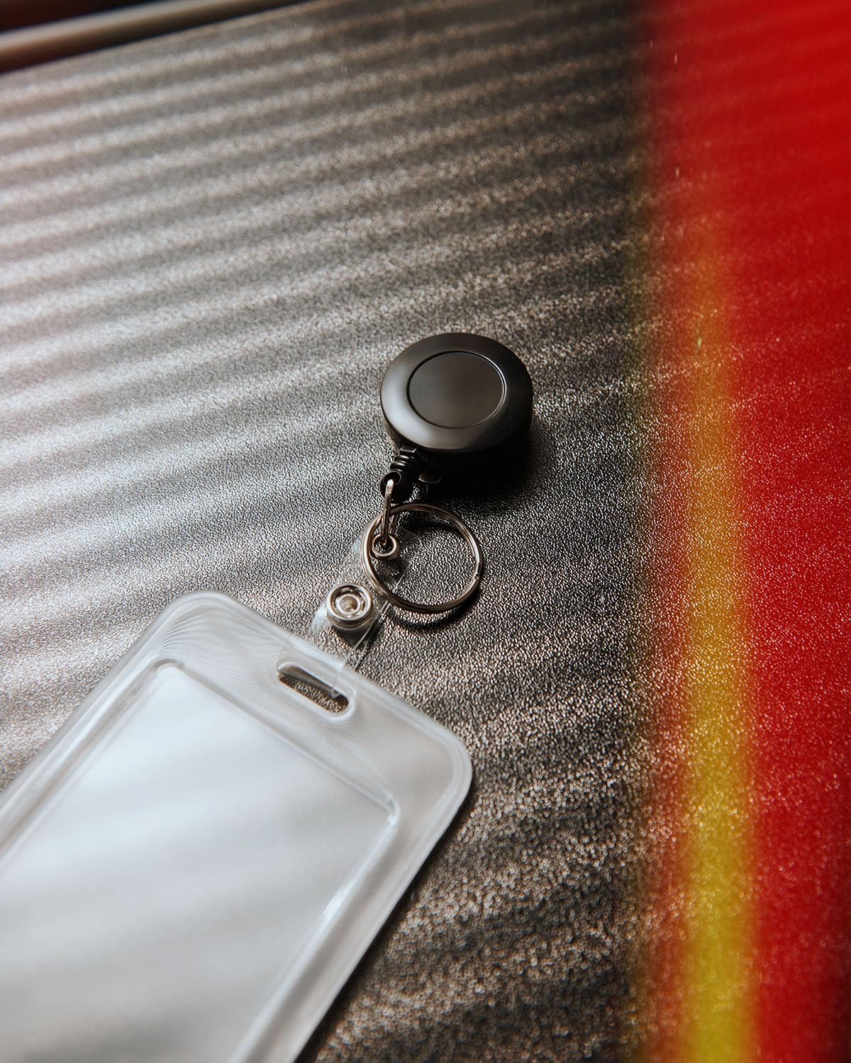 2 Pack Badge Reels Retractable with Key Rings, ID Badge Holder with 2 pcs Waterproof Extra Thick ID Card Holders, Belt Clip (Black)