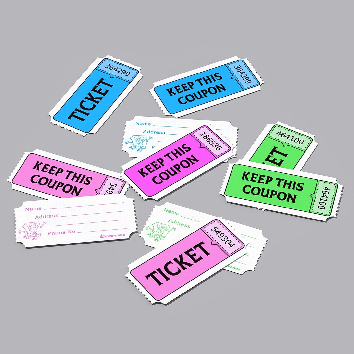 Fluorescence Raffle Tickets Double Roll 2000 Tickets Neon Red 50/50 Tickets for Events, Entry, Class Reward, Fundraiser & Prizes