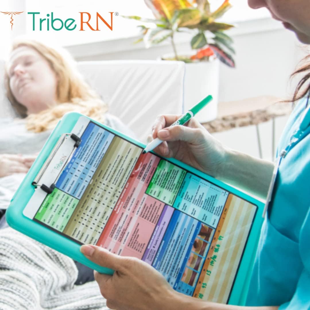 Tribe RN Nursing Clipboard with Storage - Medical Clipboard Nursing Essentials for Nurses and Nursing Students School Supplies with Quick Access Reference Guide (Purple)