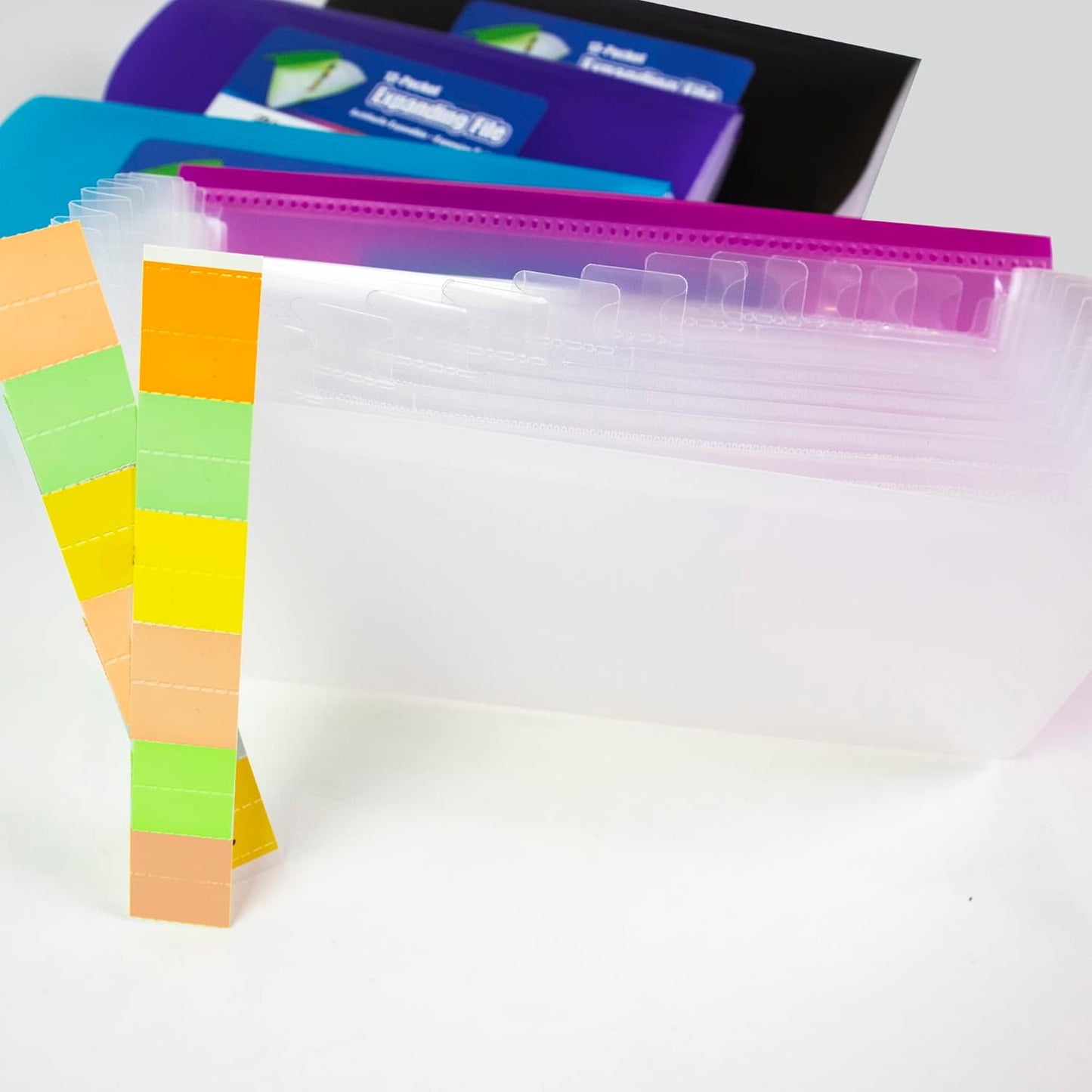 BAZIC Expanding File Folder 13 Pockets, Coupon Size Plastic File Folders w/Color Tabs Pocket, Home Office Supplies, Check Bills Receipts Organizer, 4-Pack