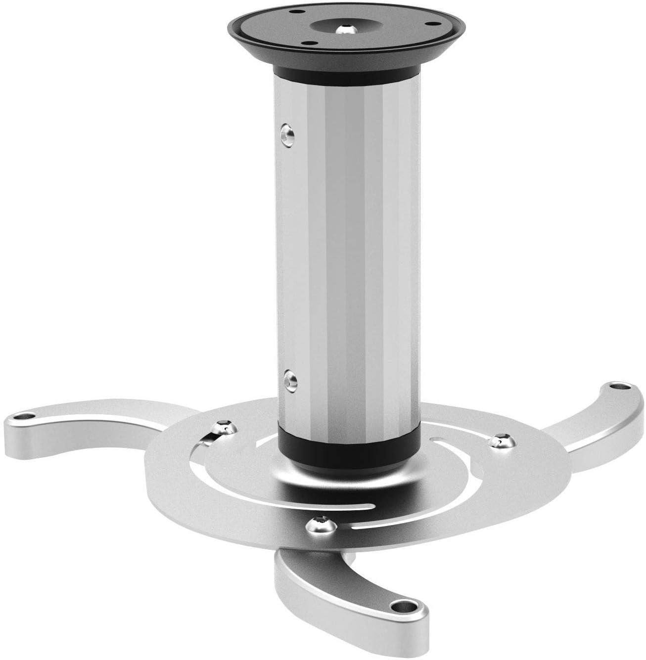 Cmple - Universal Adjustable Ceiling Projector Mount, 360 Degree Swivel Rotatable Projector Bracket - Max 22lbs (Silver)