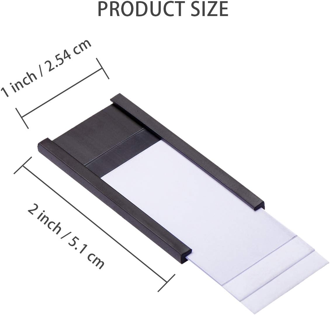 Eeoyu Magnetic Label Holders with Magnets Magnetic Data Card Holders with Clear Plastic Protectors for Metal Shelf, Whiteboard, Set of 50 (1 x 2 Inch)