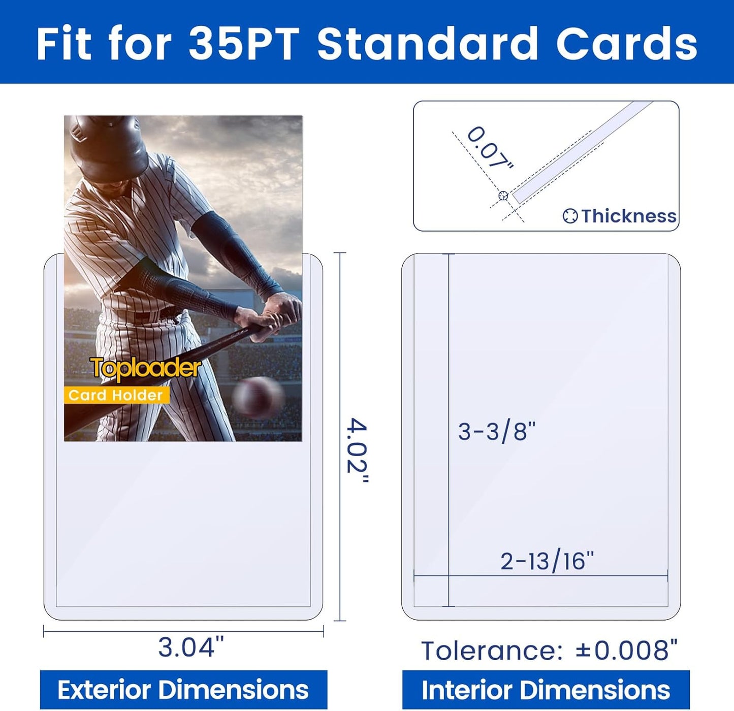 142 Card Sleeves Top Loaders for Cards, Sooez Premium 3" x 4" Baseball Card Protectors, Hard Plastic Trading Card Sleeve, Cards Holder for Baseball, Football Sports (42 Toploaders + 100 Penny Sleeves)