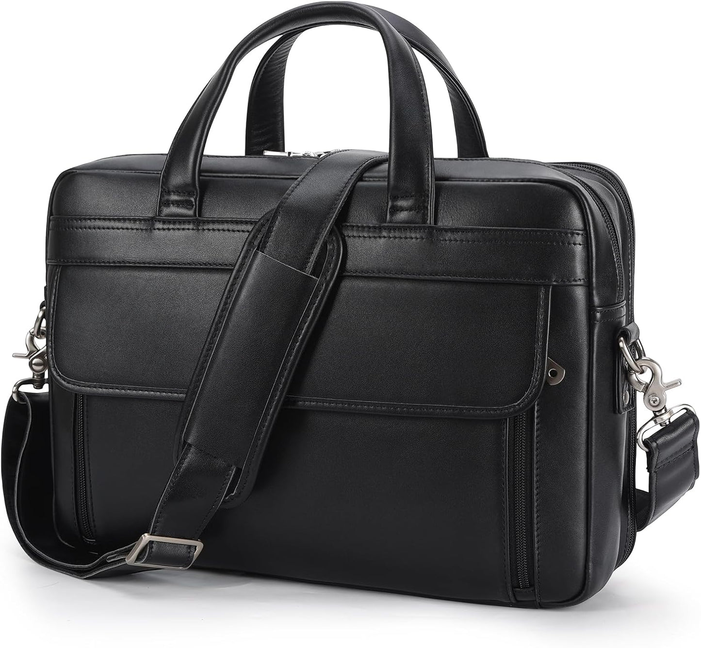 Masa Kawa Leather Briefcase for Men 15.6", 17" Laptop Computer Case Business Travel Work Messenger Cross Body Shoulder Bag
