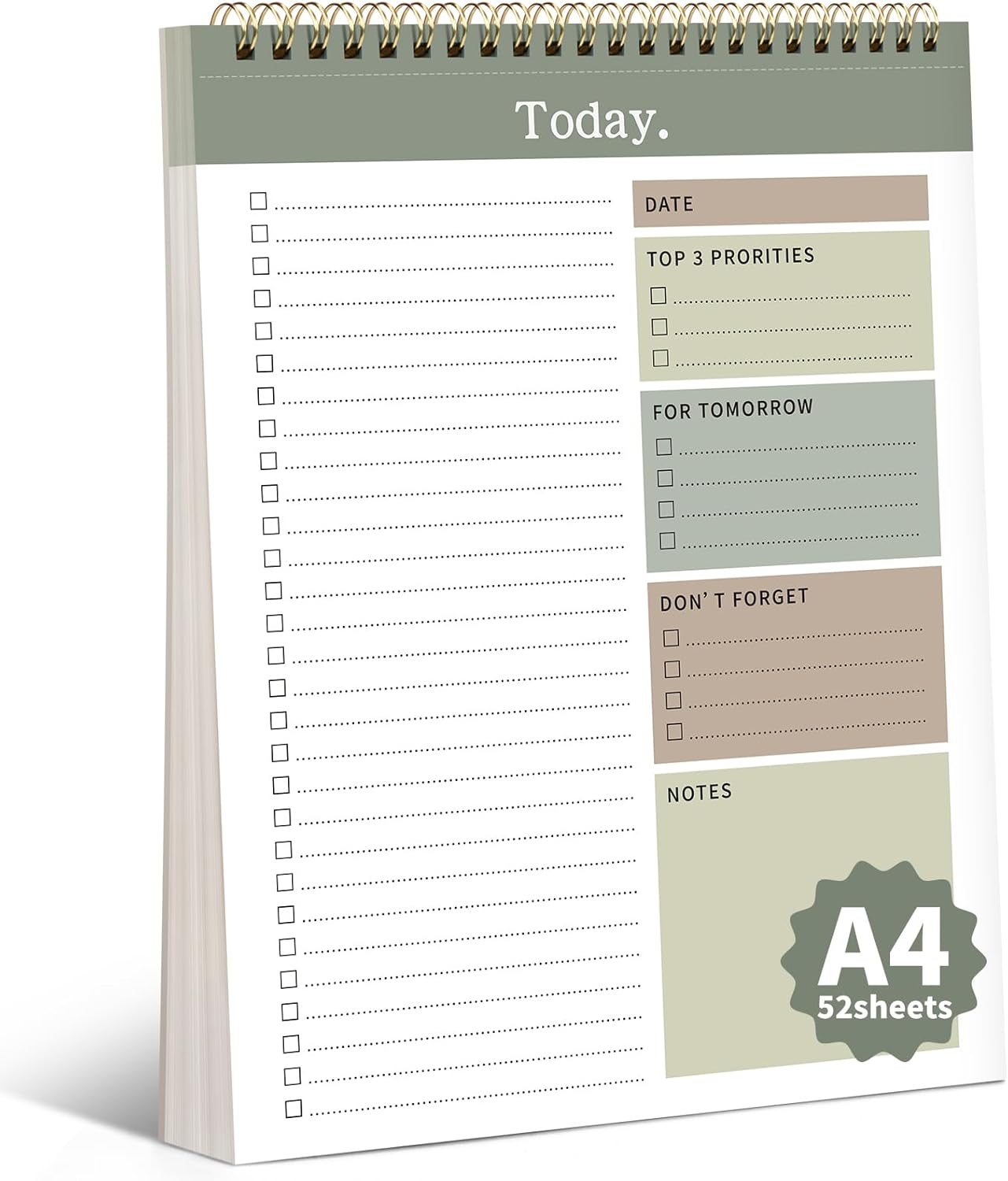 To Do List Notepad, 52 Undated Sheets ï¼8.5"Ã11"ï¼Duplex-printed Daily Planner For Work Home School Office Desk Accessories Supplies & Goal Setting Tasks -Green