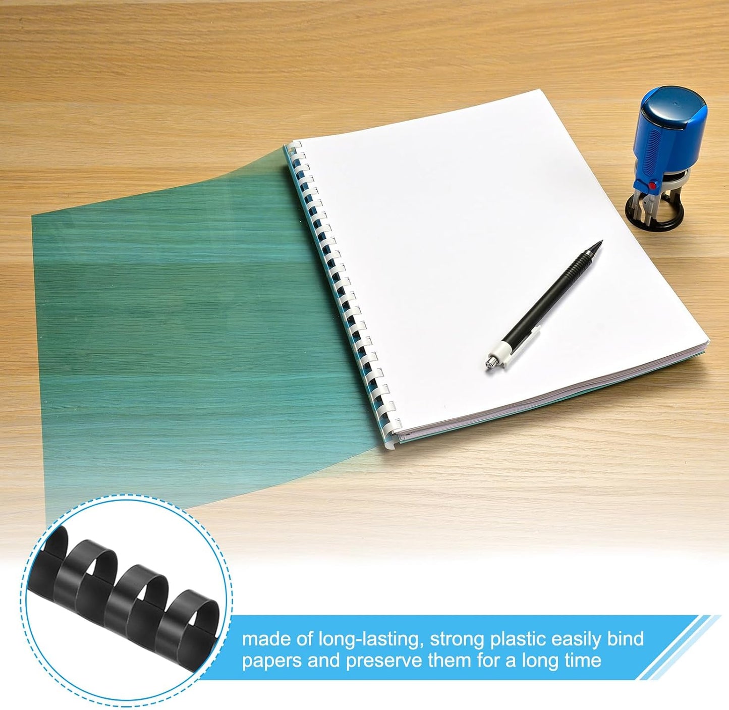 PATIKIL 20mm (3/4") Plastic Binding Combs, 100 Pcs 21 Rings Comb Binding Spines 150 Sheet Capacity Letter Size for Binding Paper Sheets Notebook Calendar Picture Album, White