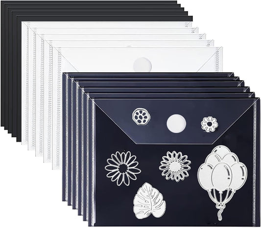 20PCS/Set 10 PCS 0.5mm Thickness Magnetic Sheets and 10PCS 7x5inch Clear Plastic Storage Bags for Dies and Stamp Sets Collections Reusable Sturdy PVC Clear Storage Pockets and Cuttable Magnetic Sheets
