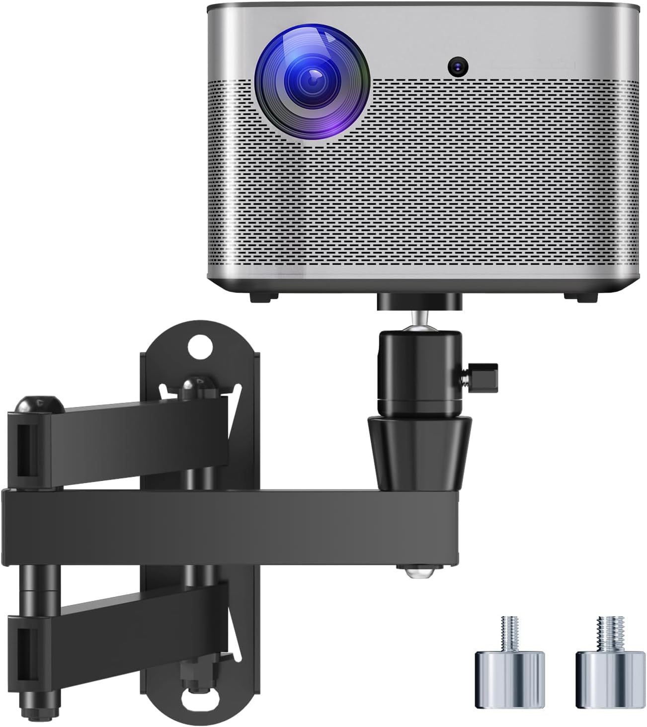suptek Universal Foldable Projector Wall Mount - Adjustable Bracket for Projectors, Compatible with 1/4", M4 & M6 Screws, Heavy-Duty & Space-Saving Design, Black, MA1330YT