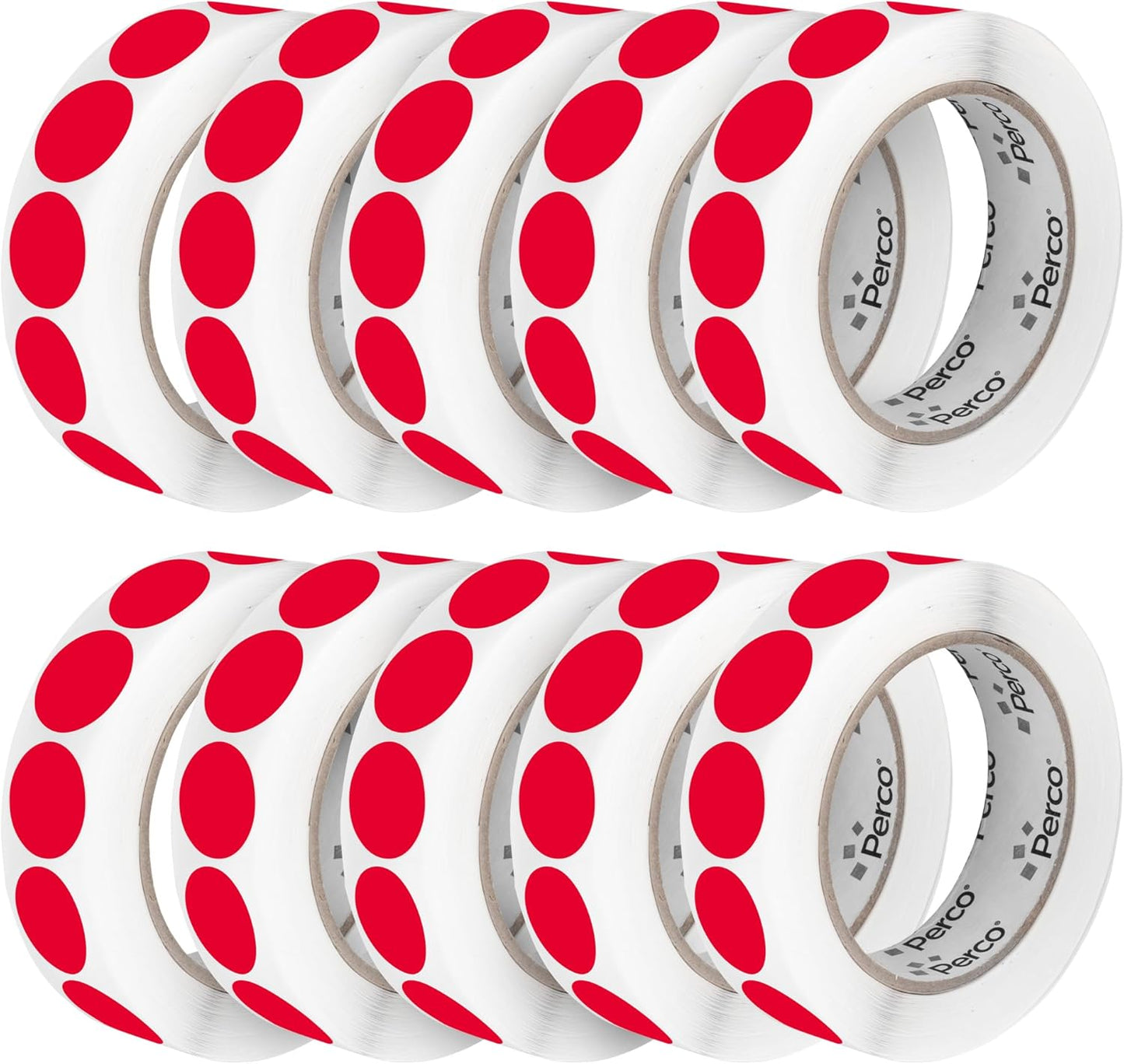 Perco Red 1-Inch Perforated Circle Dot Sticker Labels â 10 Rolls, 10,000 Round Stickers â with Permanent Adhesive for Inventory Management, Color Coding, Garage Sales, CraftsâMade in USA