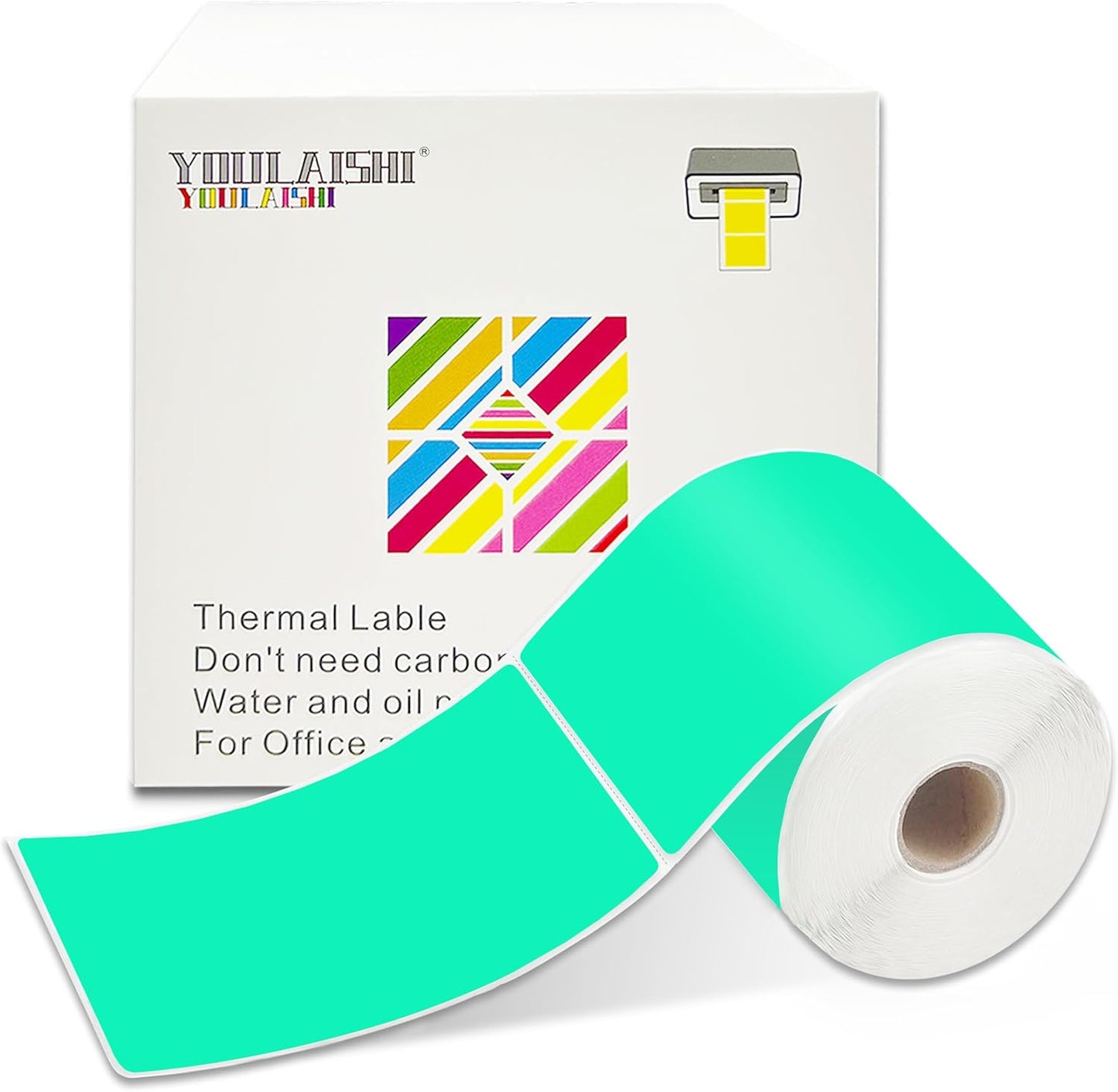 3 X 5 Inch Printable Waterproof Rectangle Color Coding Labels, 300 Per Roll Adhesive Color Coding Stickers for Bar-Codes, Address, Small Business Labeling, Inventory (Light Green)