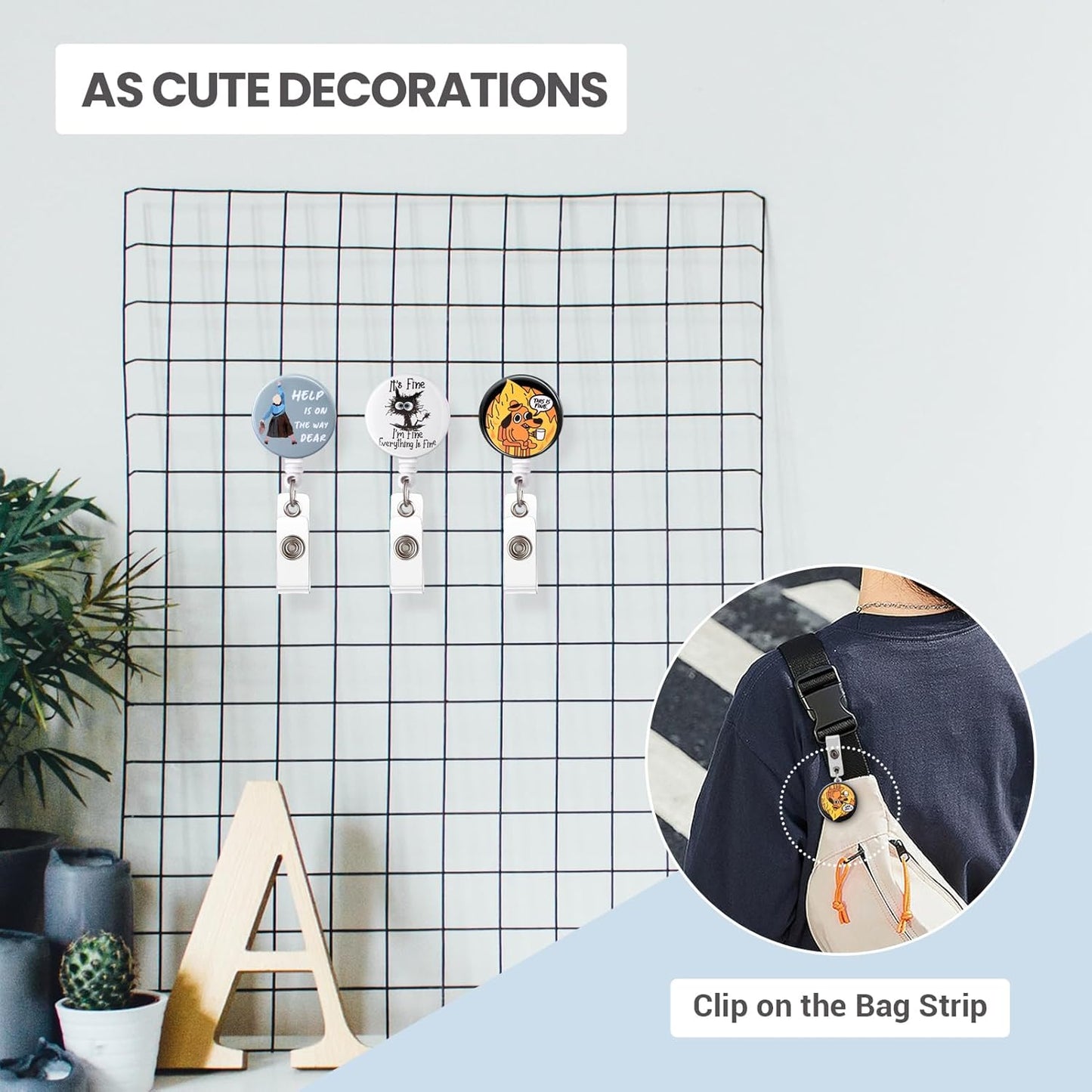 Badge Reel, Funny Badge Holder, Cute Badge Clip for Nurse, This is Fine Dog Retractable ID Badge Clips, Office Name Badge Accessories, Nursing Student Gifts