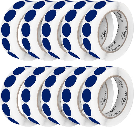 Perco Dark Blue 1-Inch Perforated Circle Dot Sticker Labels â 10 Rolls, 10,000 Round Stickers â with Permanent Adhesive for Inventory Management, Color Coding, Garage Sales, CraftsâMade in USA