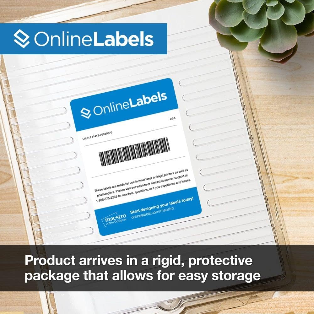 2.5" Round Labels - Permanent Adhesive, White Matte - Great for Candle and Jar Lids, Products, Favor Labels - Pack of 3,000 Circle Stickers, 250 Sheets - Inkjet/Laser Printers, OL350WX. OnlineLabels