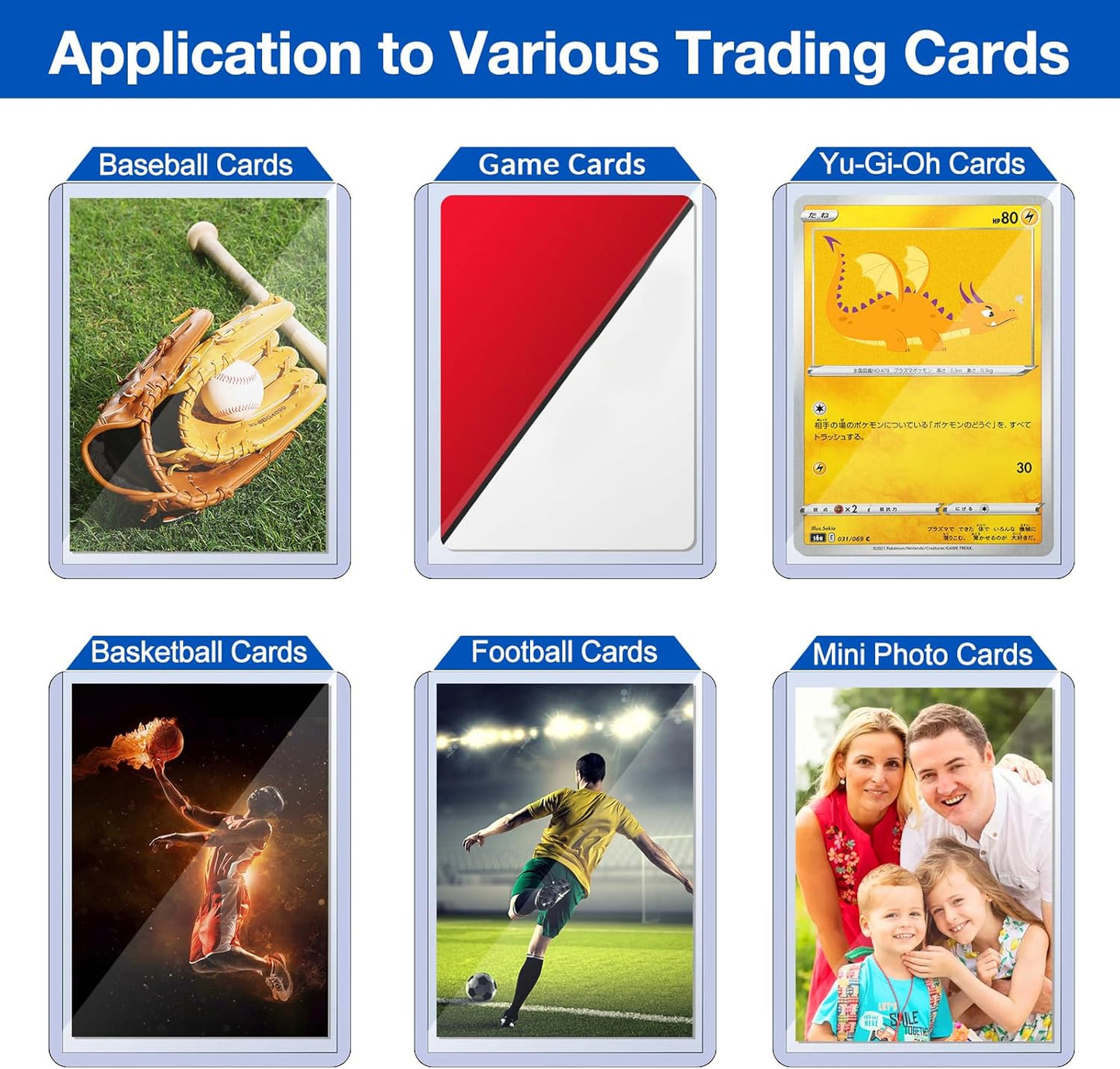 48 Count Topload Card Holder, Sooez 35PT Topload Card Protector, 3" x 4" Hard Plastic Card Sleeves, Baseball Card Protector, Rigid Toploading Card Case for Collectible Trading Sports Cards