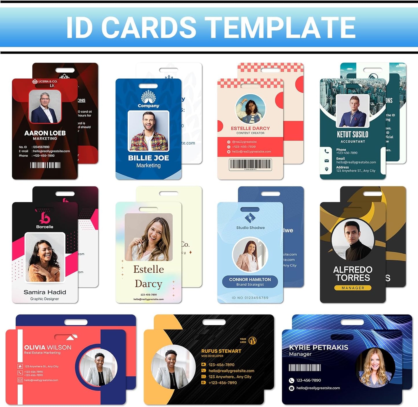 Custom Id Badge Custom Id Card Identification Badges Customizable Personalized Name Badge Customize Name Tag Photo Logo Employee Work Office Volunteer Customized Personal (Horizontal-3)
